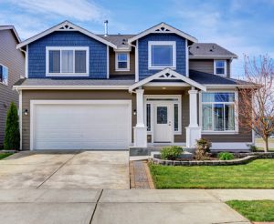 Large house with concrete driveway